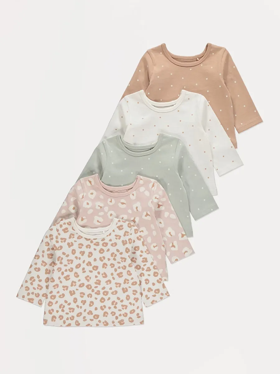Animal Print Spotty Long Sleeve Tops 5 Pack