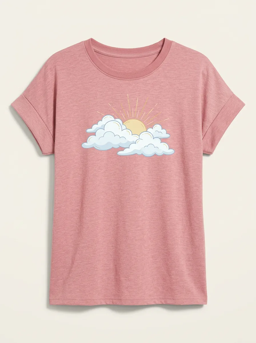 Women's Crewneck Graphic-Print Rib-Trim Relaxed-Fit T-Shirt