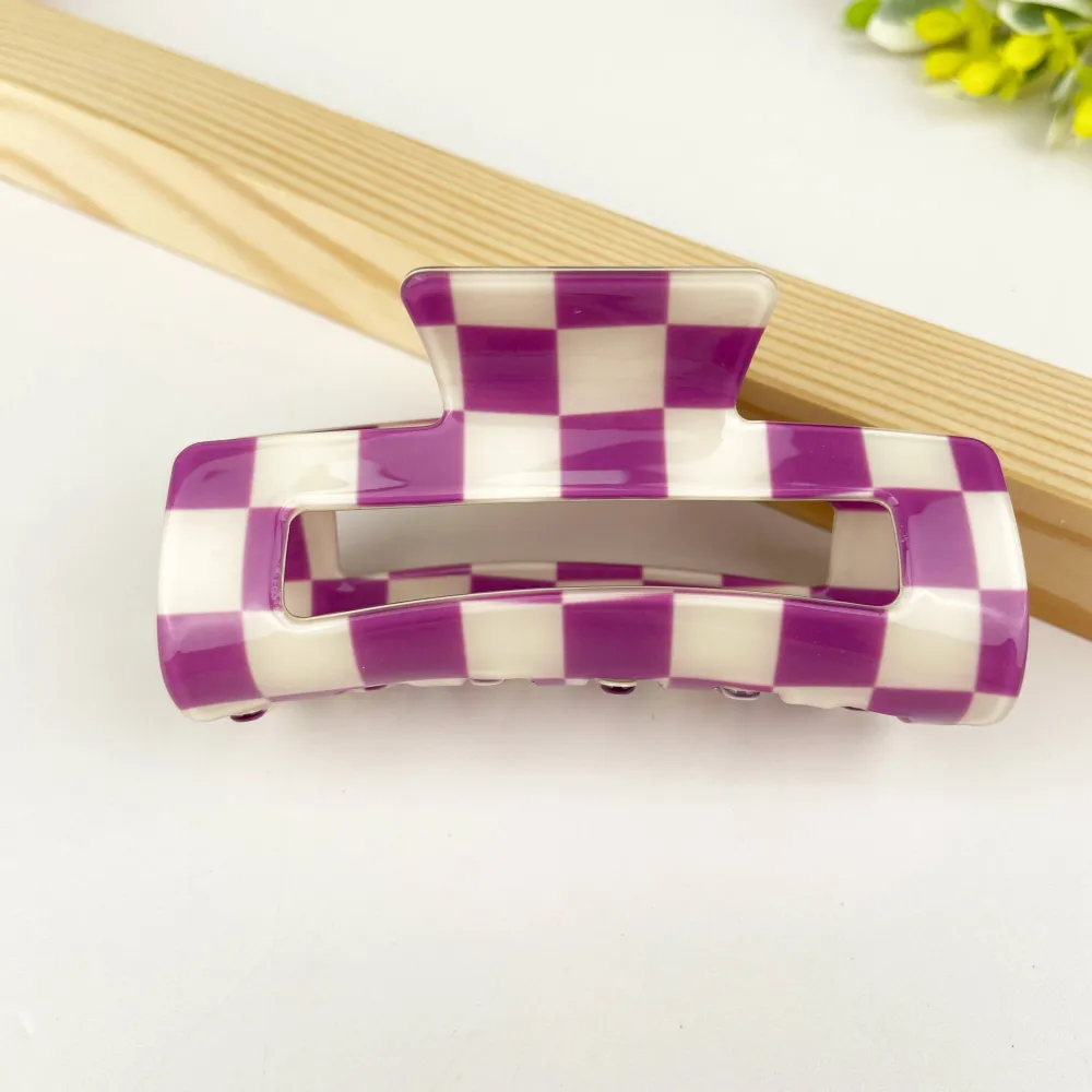 Retro Checkerboard Hair Claw Clip