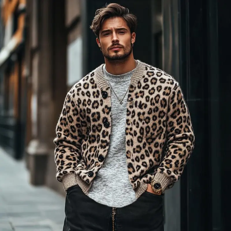 Leopard Print Knit Cardigan