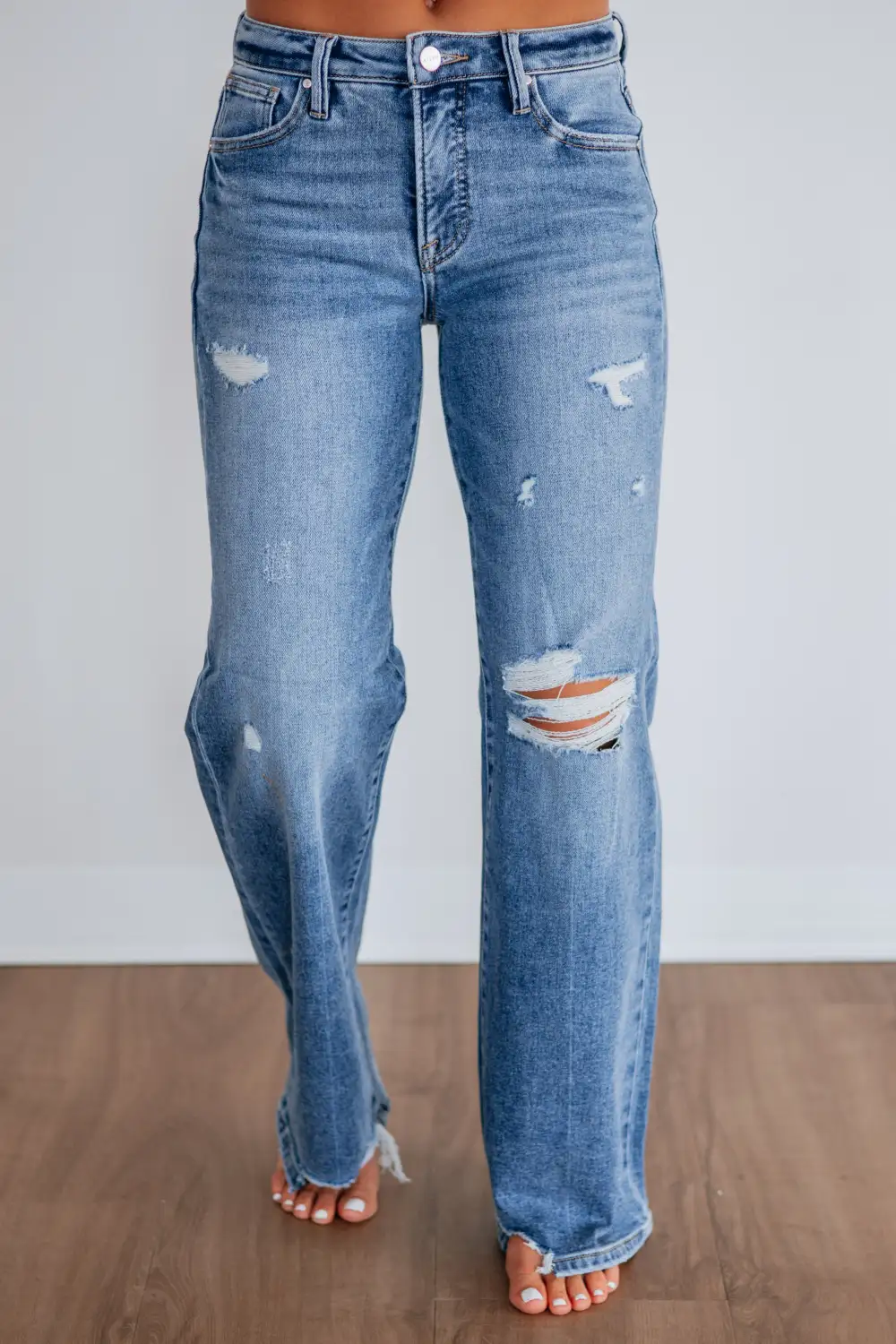Women's Mid Rise Wide Leg Relaxed Fit Jeans