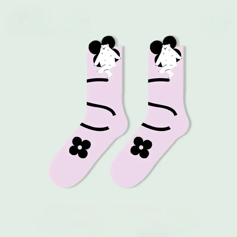 Bear Striped Crew Socks