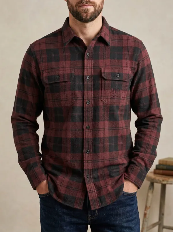 Forest Plaid Embroidered Detail Shirt