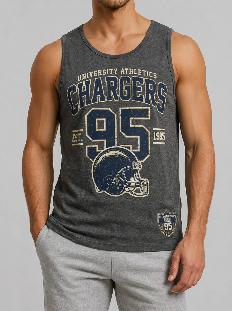 Men's Chargers Football 95 Helmet Graphic Printed Tank Top
