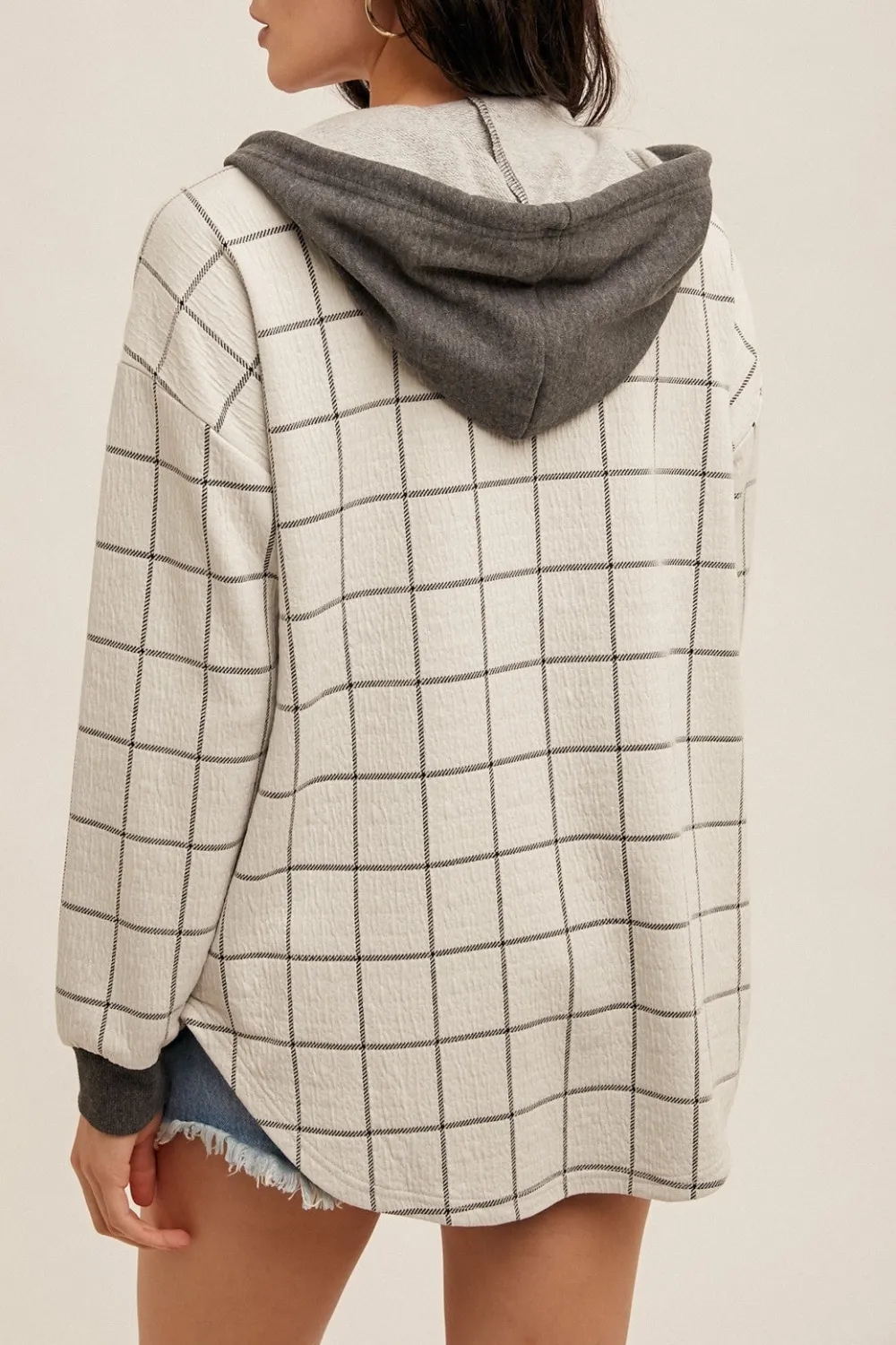 Reagan Plaid Hooded Button Up