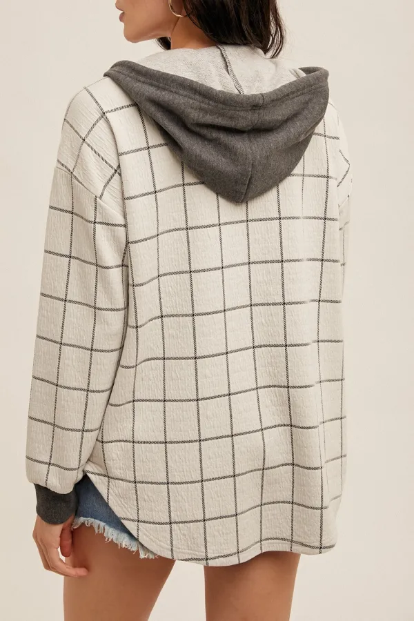 Reagan Plaid Hooded Button Up