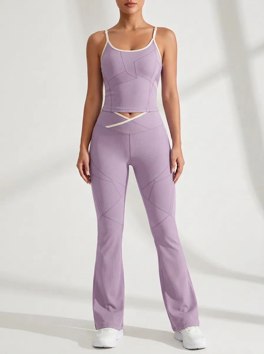 Geometric Ribbed Crossover Waist Flare Active Set