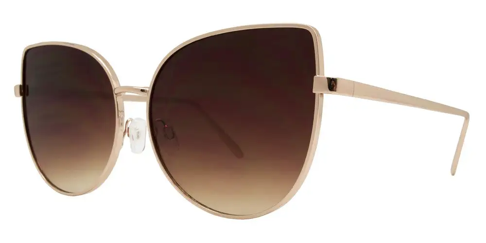 Women's Modern Metal Cat Eye Sunglasses With Flat Lens