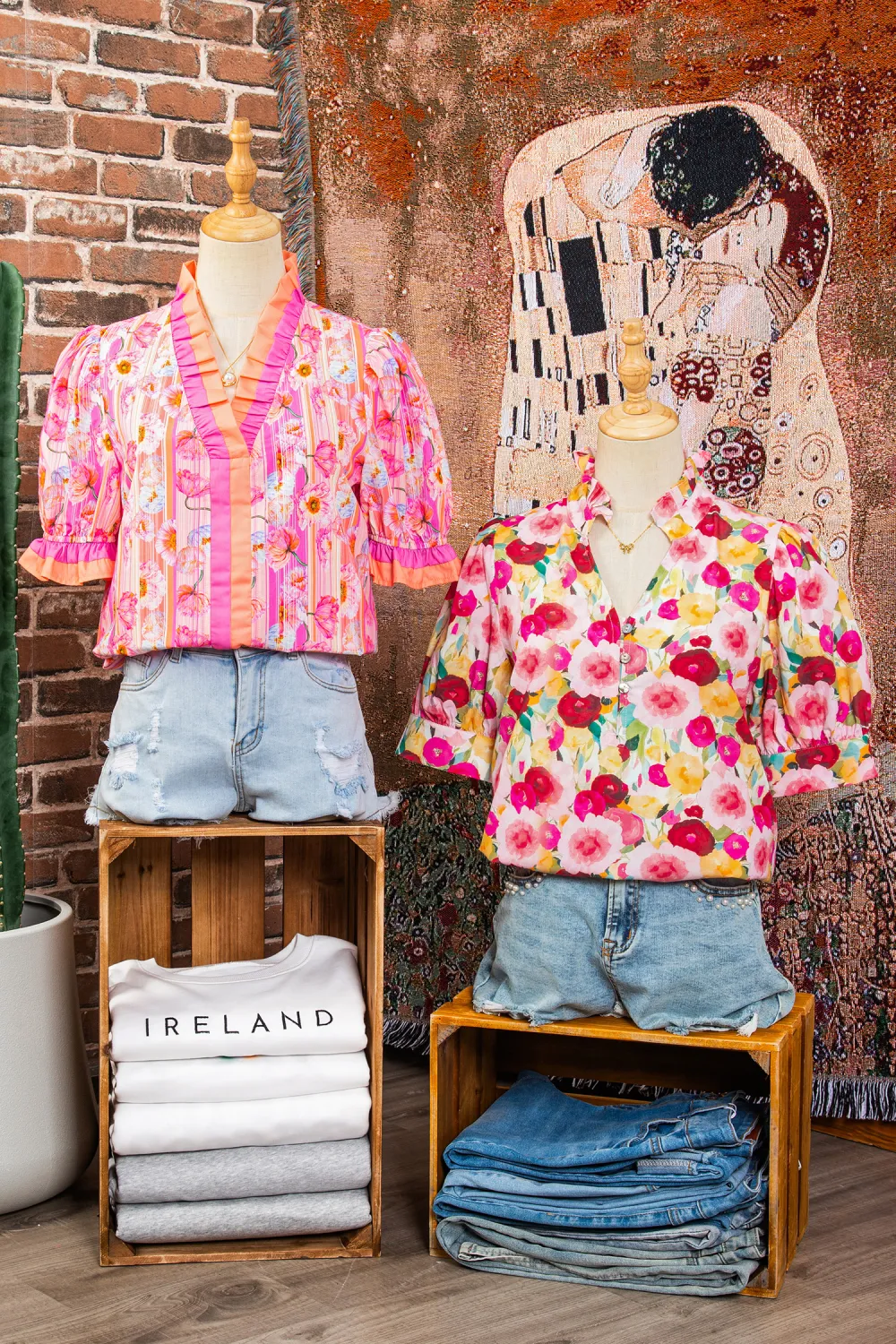 Pink Floral Frilled V Neck Blouse