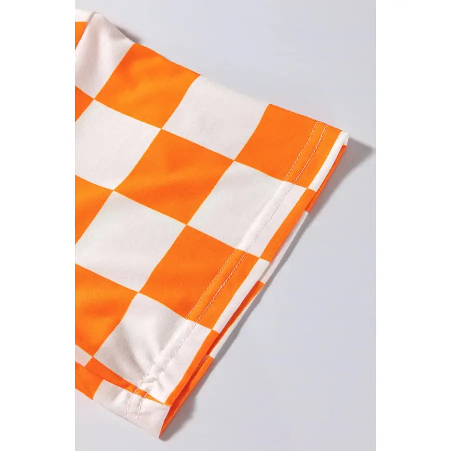 Checkerboard V Neck Loose Tee and Shorts Set