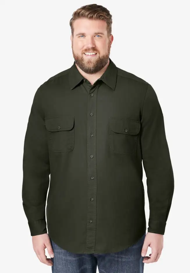 Long Sleeve Denim and Twill Shirt