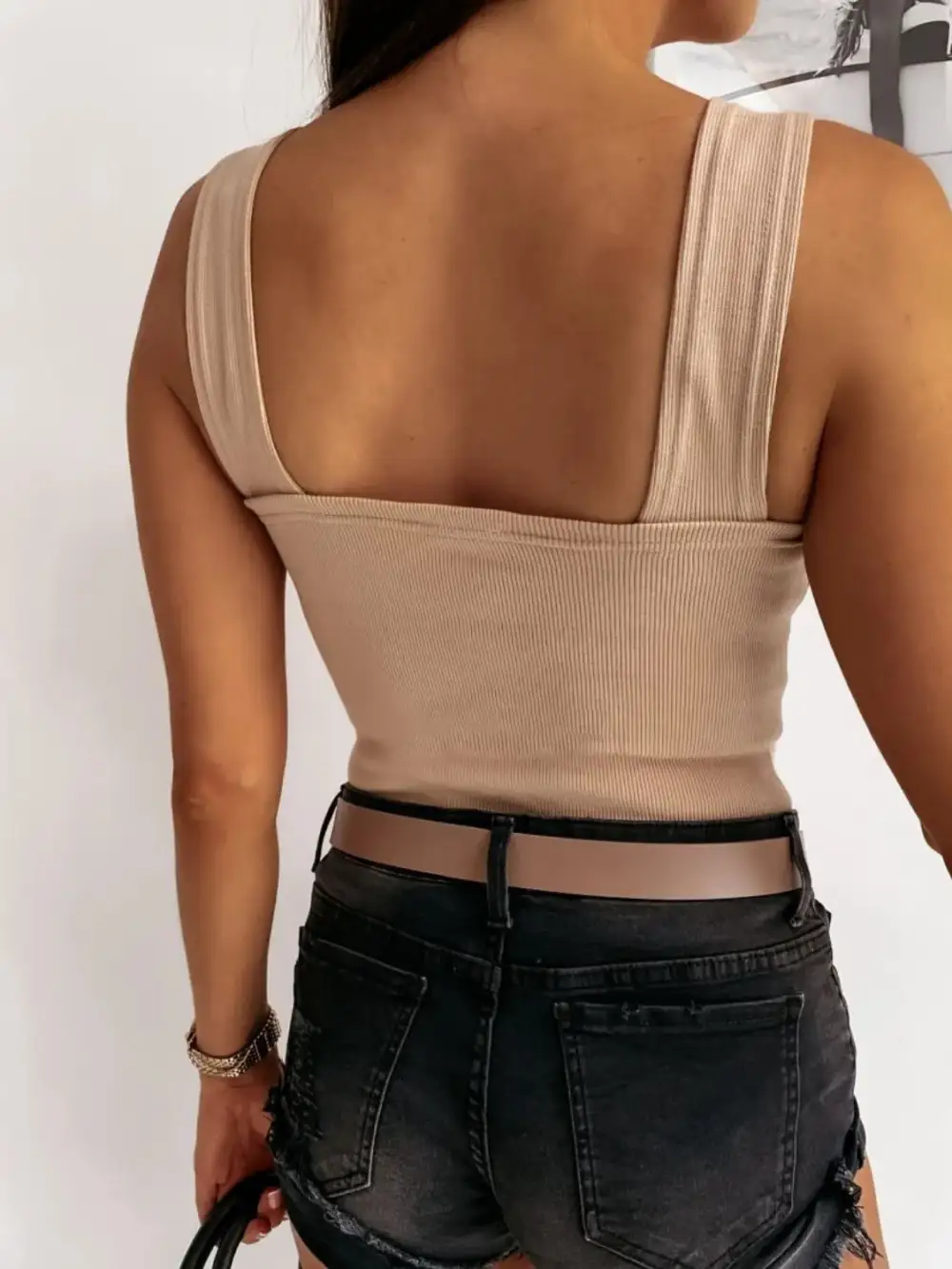 Square-Neck Wide-Strap  Tank Top