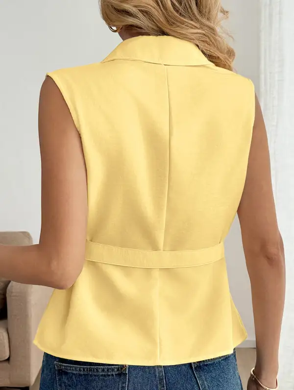 Sleeveless Lapel Vest Shirt