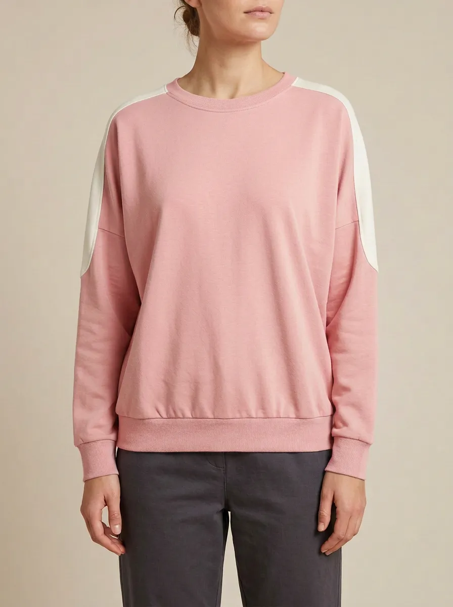 Women's Contrast-Sleeve Colorblock Crew-Neck Sweatshirt