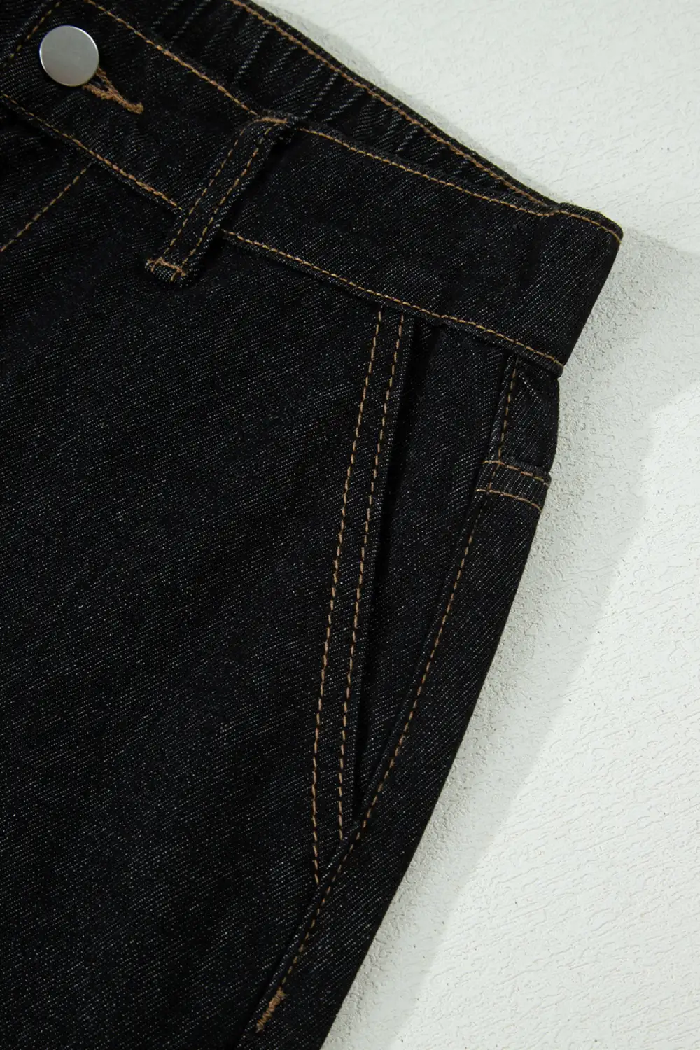 Embroidered High Waist Relaxed Fit Scalloped Denim Shorts