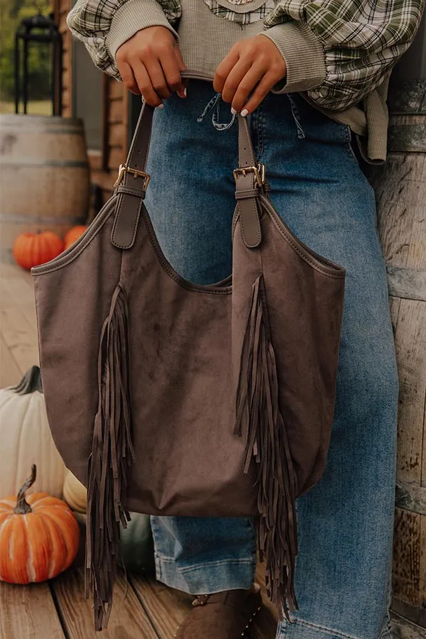 Fringe Faux Suede Tote Bag