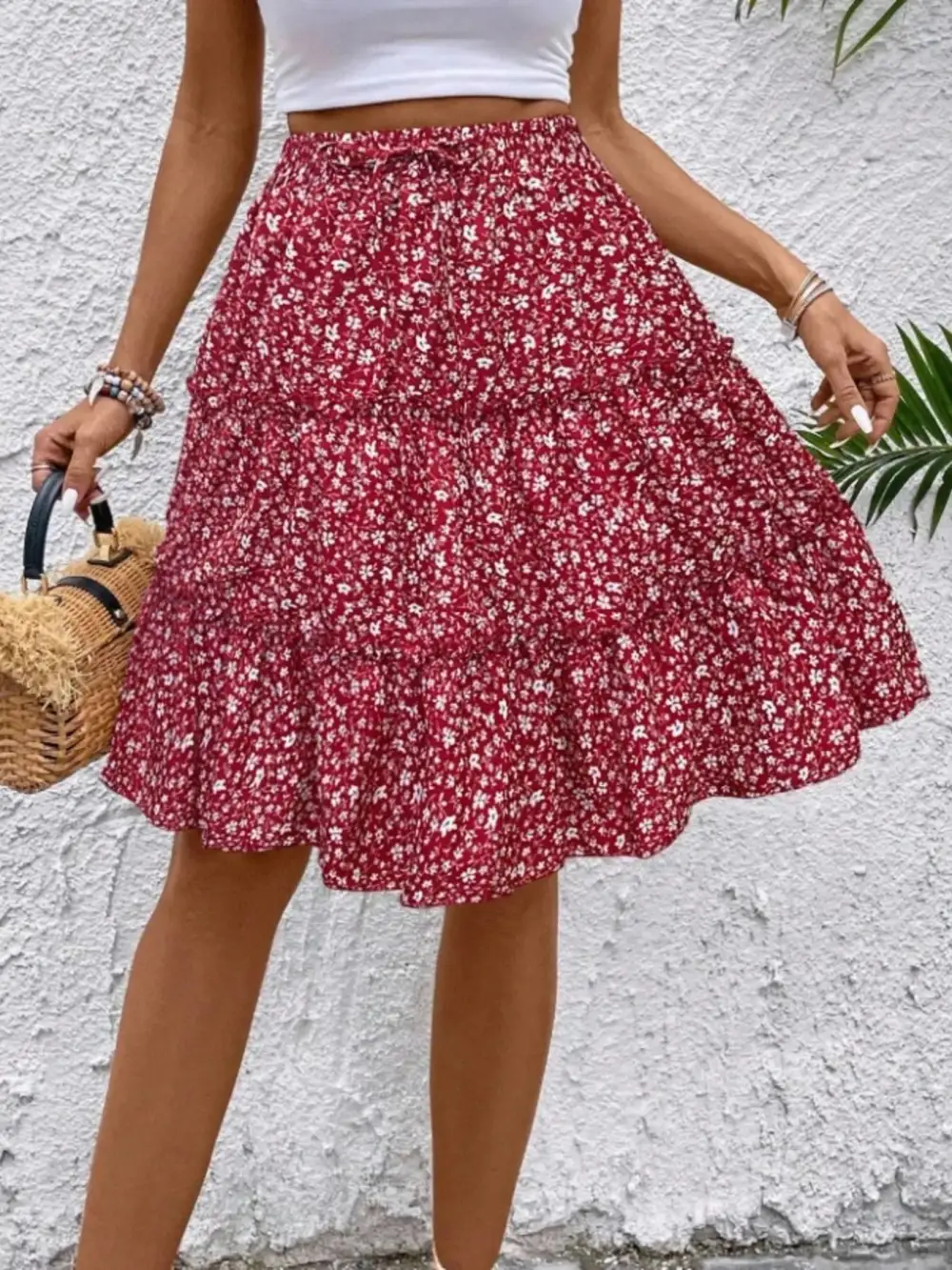 Everyday Floral Print Midi Skirt