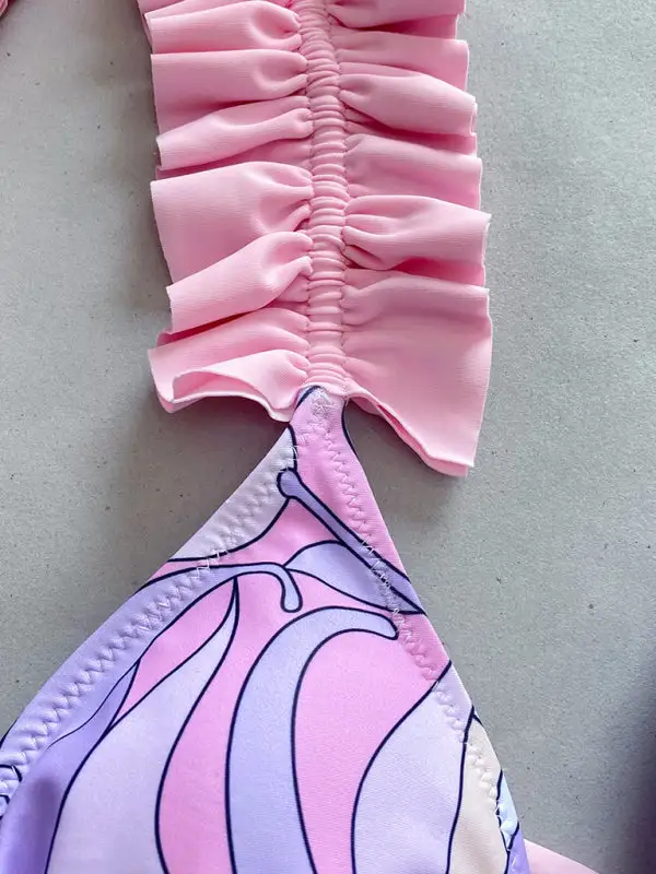 Layered Ruffled Edge Split Bikini Swim Set