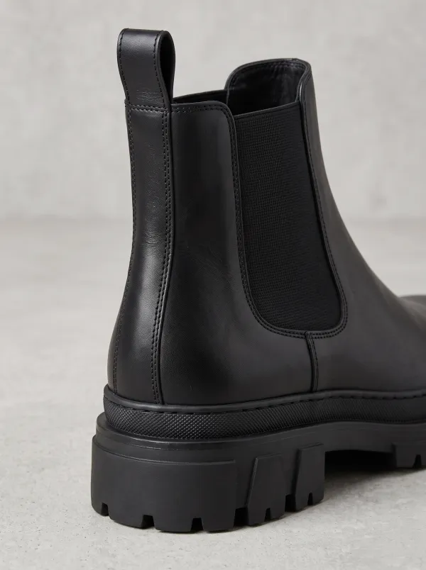 Leather-Panel Mixed-Media Contrast-Detail Men's Athletic Sneakers