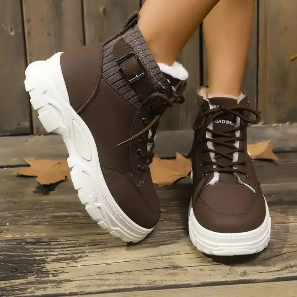 Plush Lining Lace-Up Boots