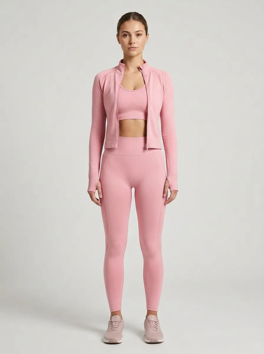 Utility Seamless Design Silhouette Women's Three Piece Activewear Set