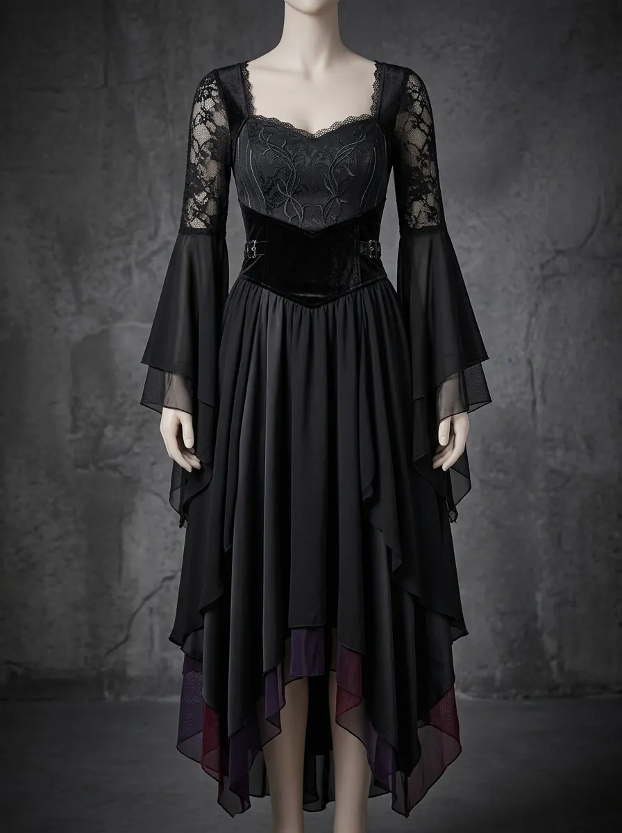 Punk Victorian Lace High-Low Design Women's Gothic Dress