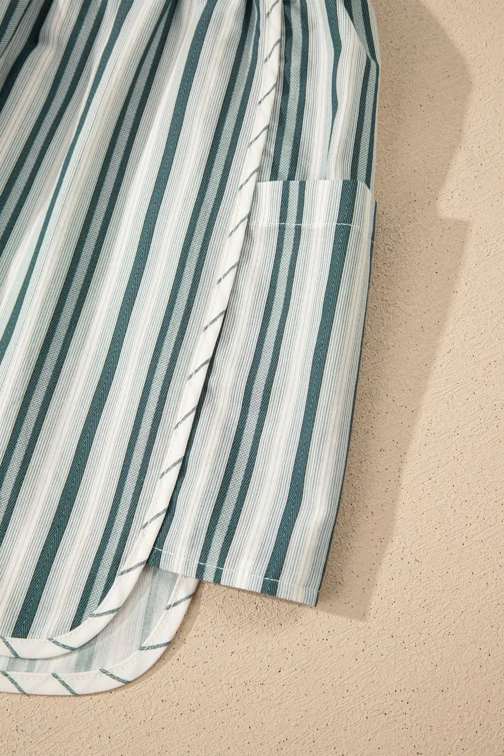 Gray Stripe Elastic Waist Cargo Pocket