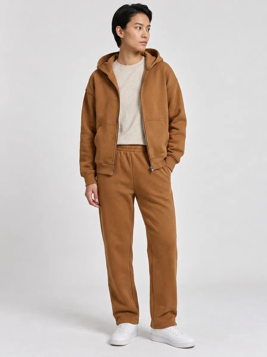 Unisex Casual Relaxed Athletic Zip-Up Hoodie Sweatpants Set
