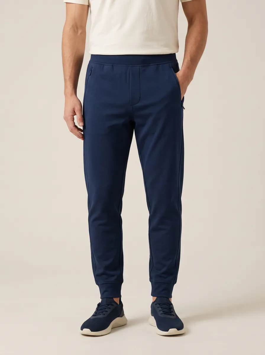 Men's Navy Zip Pocket Athletic Joggers