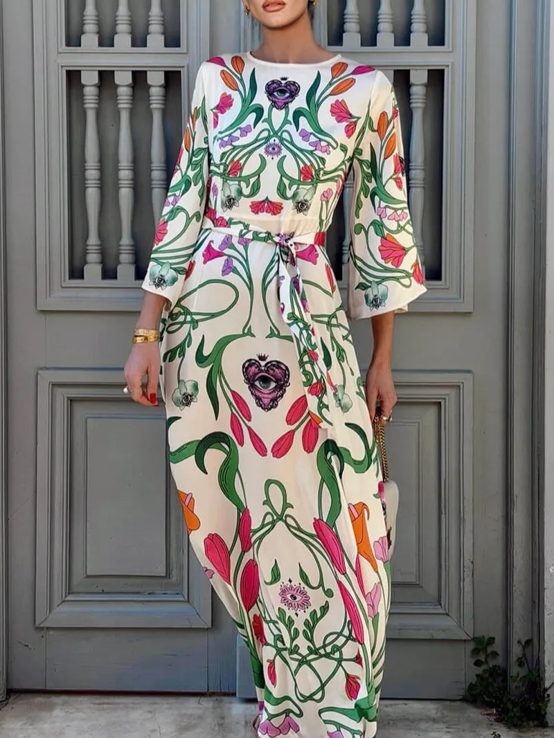 Bohemian Floral Print Maxi Dress