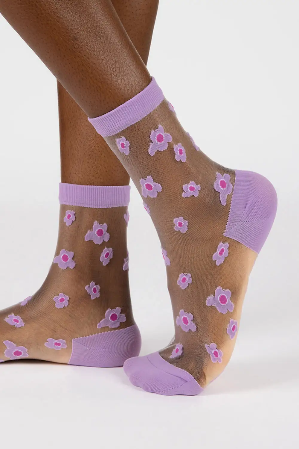 Relaxed Mixed Flower Sheer Socks