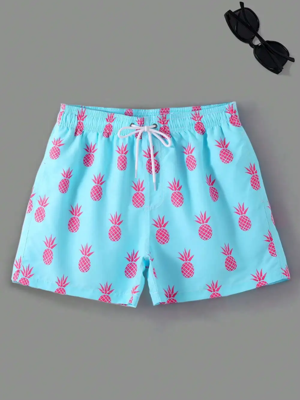 Men's Pineapple Print Drawstring Swim Trunks