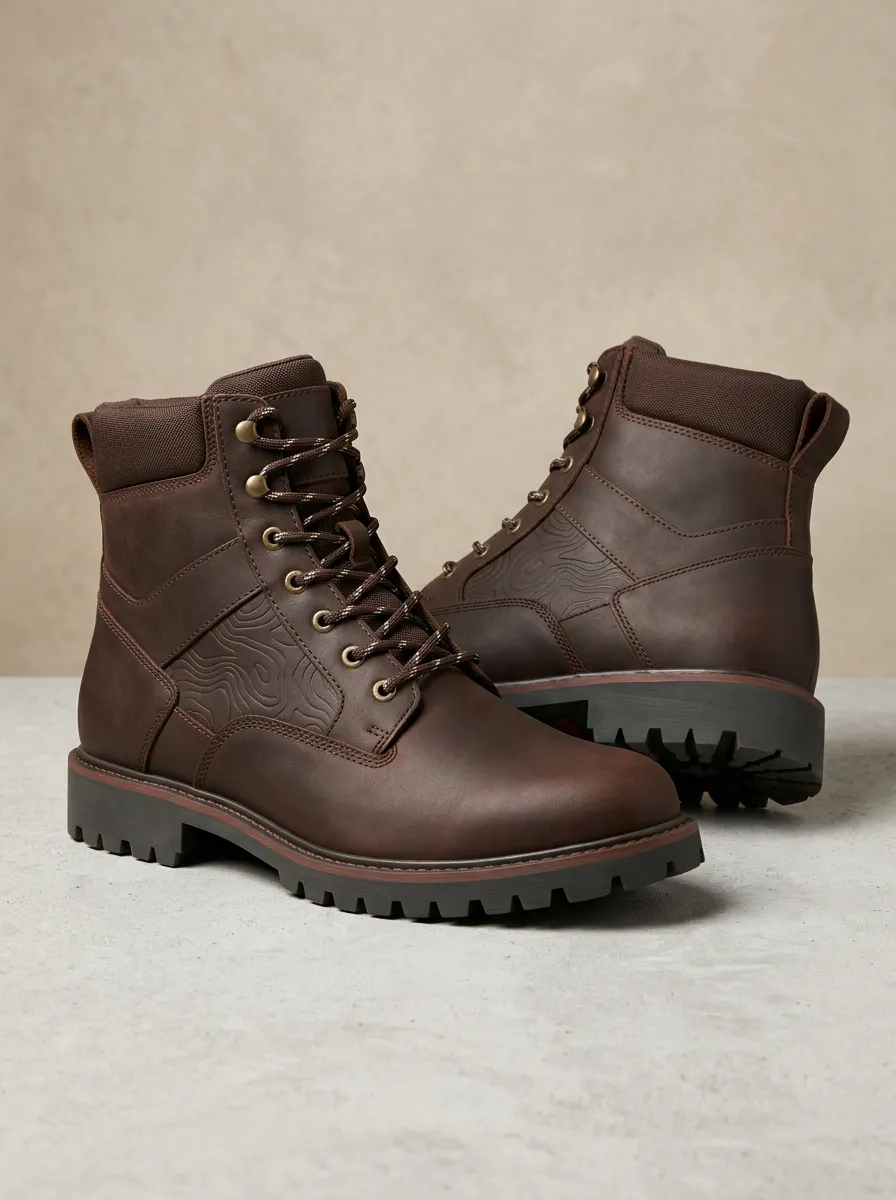 Unisex Casual Outdoor Lover Topographic Map Print Work Boots