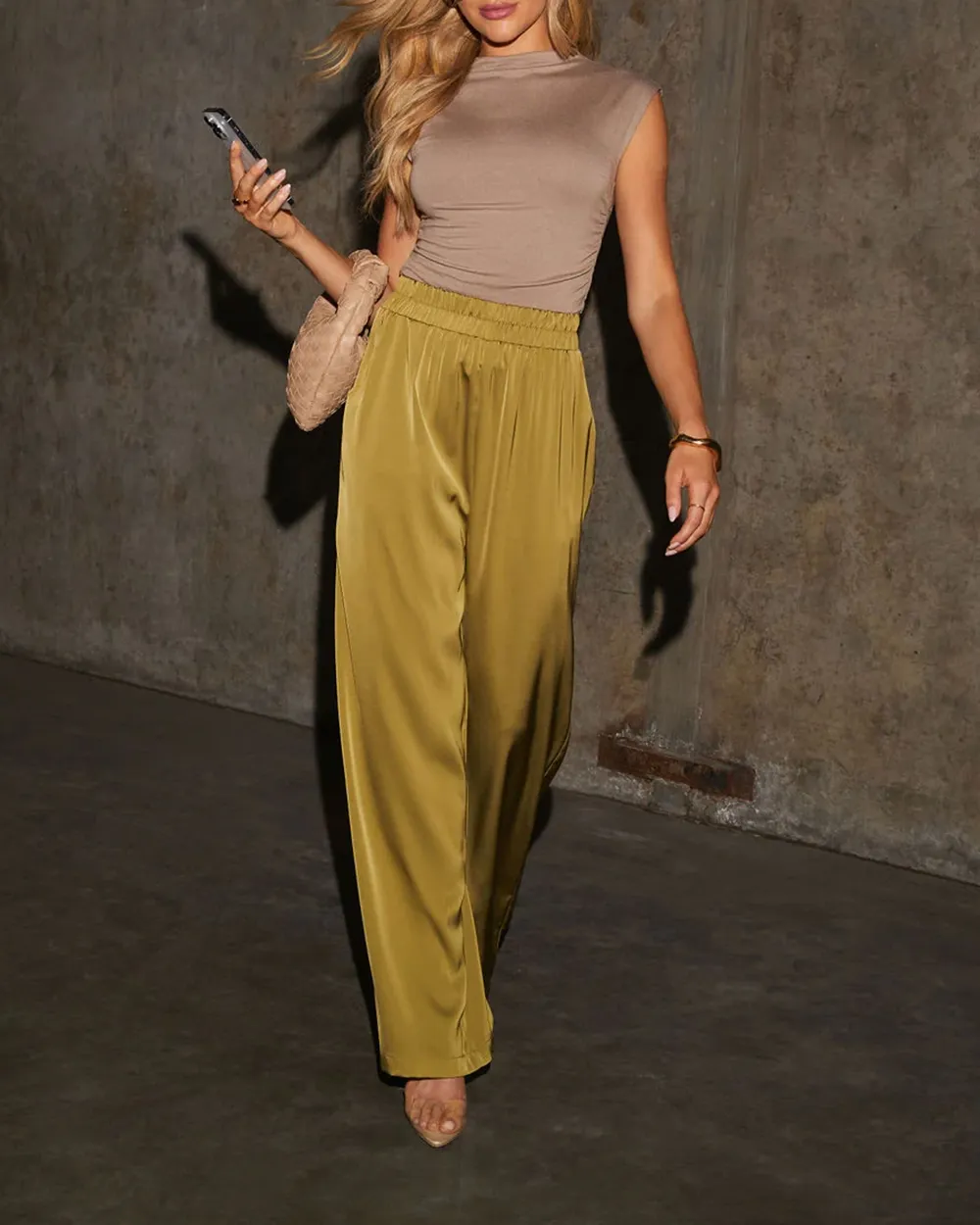High Waisted Satin Pants