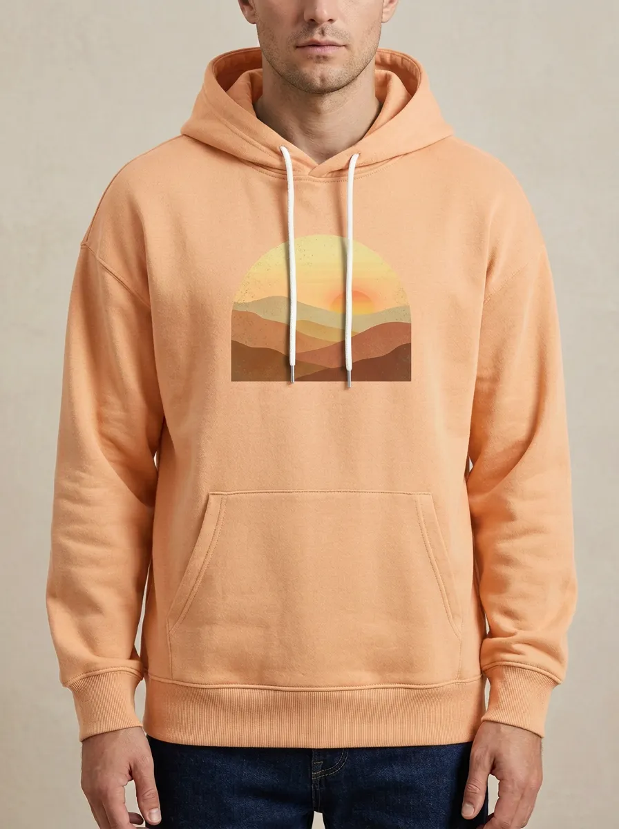 Men's Nature Lover Desert Sunset Graphic Print Hoodie