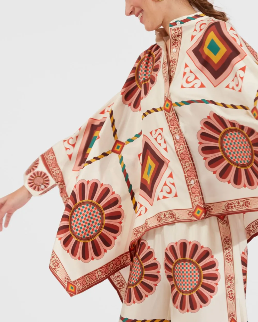 Macro Tile Print Twill Shirt and Pants Set