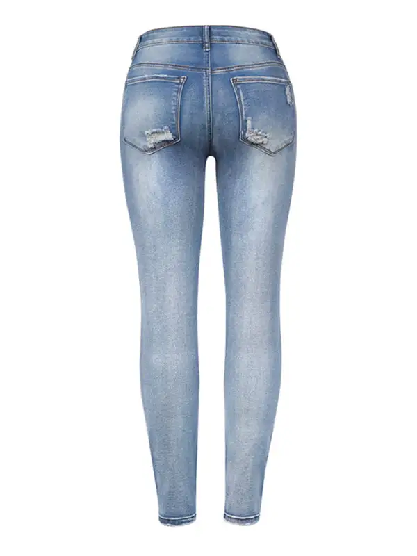 Denim Slim Ripped High Stretch Trousers Pants