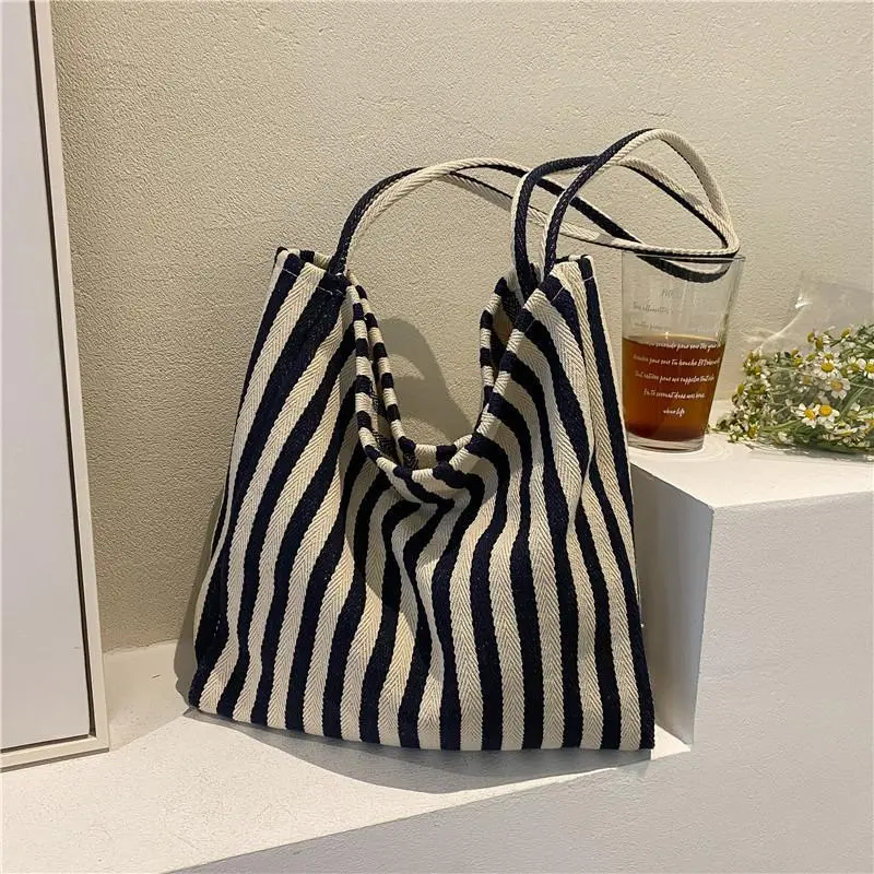 Roomy Striped Bucket Bag