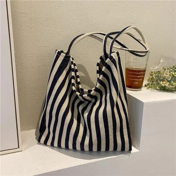 Roomy Striped Bucket Bag