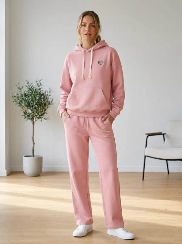 Women's Minimalist Geometric Logo Sage Green Printed Hoodie Sweatpants Set