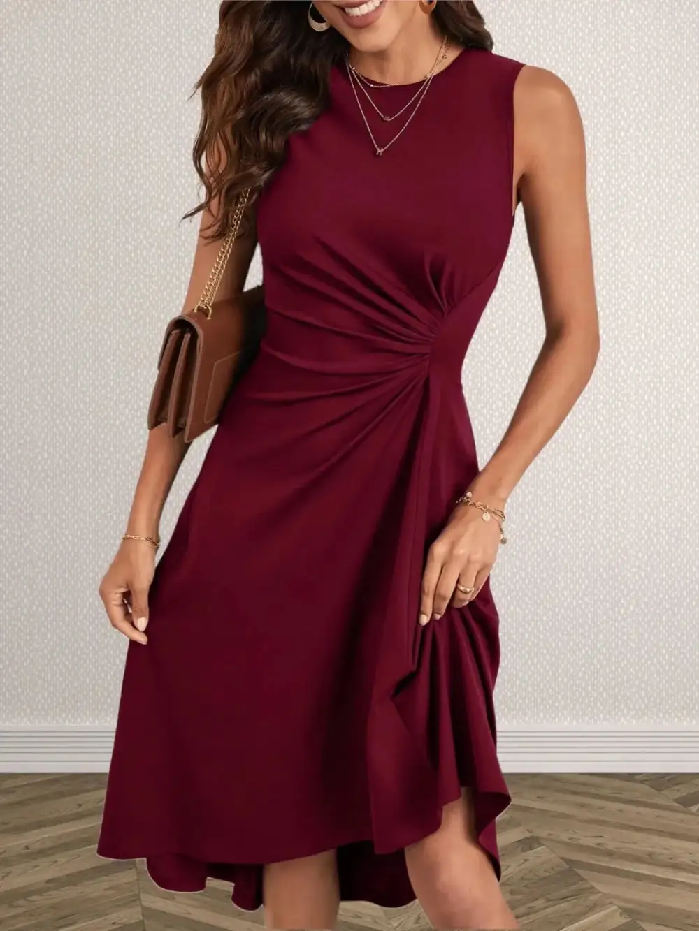 Round Neck A-Line Dress