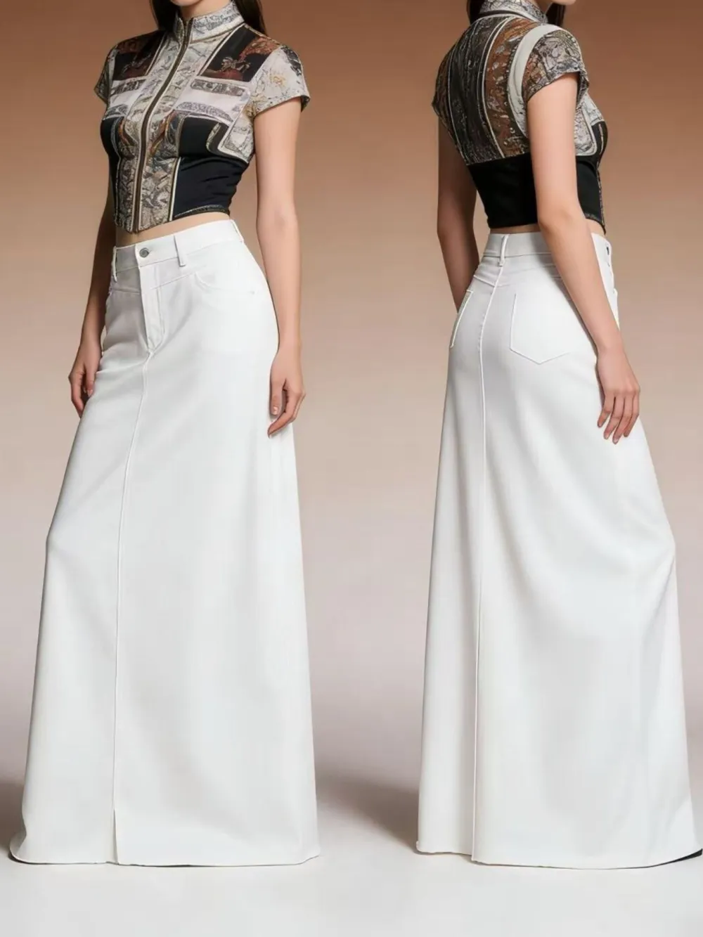 Raw Hem Maxi Skirt