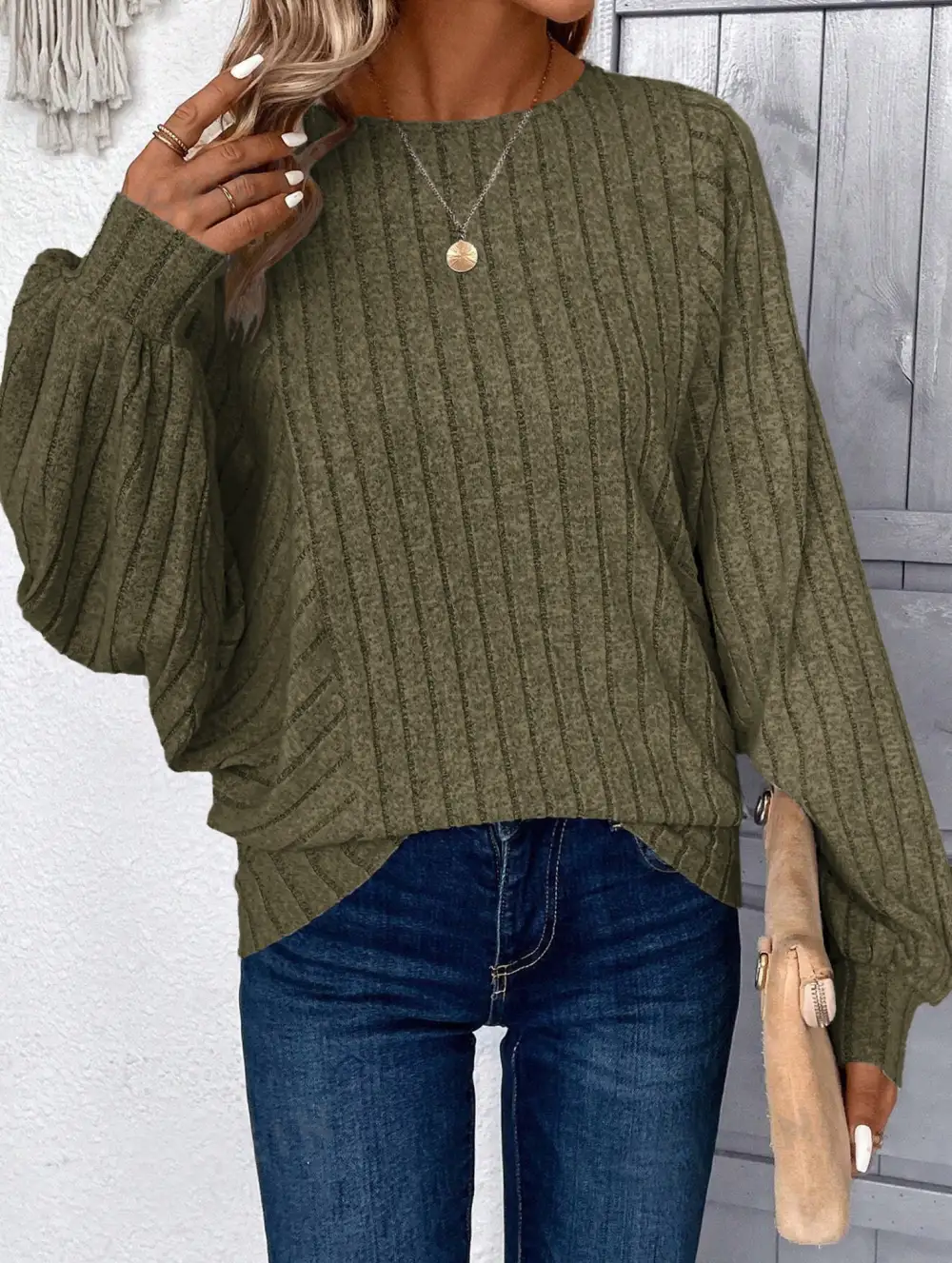 Plus Size Lantern Sleeve Top