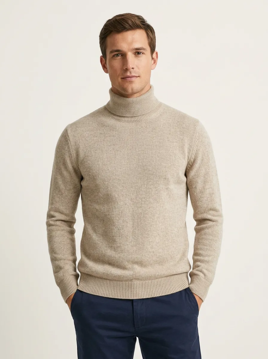 Men's Minimal Layer Ribbed Knit Turtleneck Sweater
