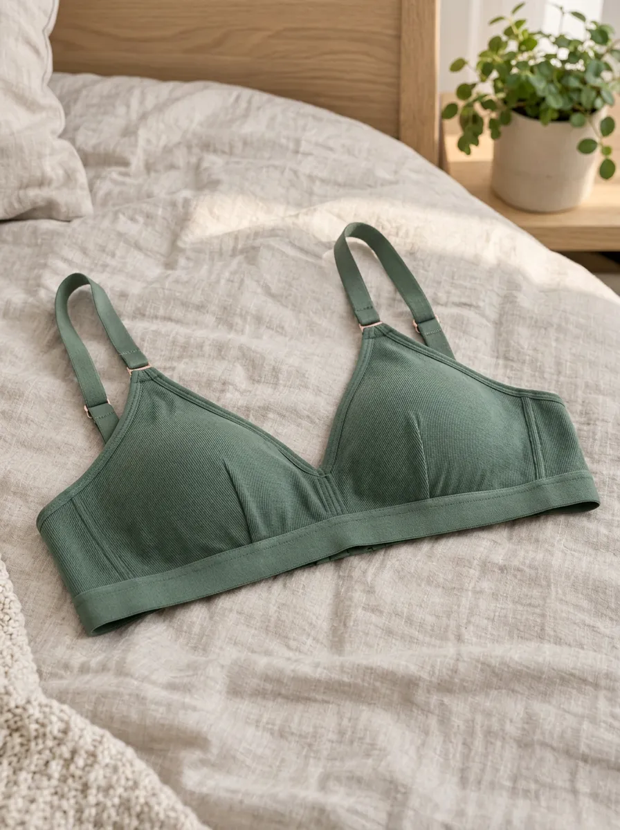 Women's Sage Green Ribbed Wireless Bralette