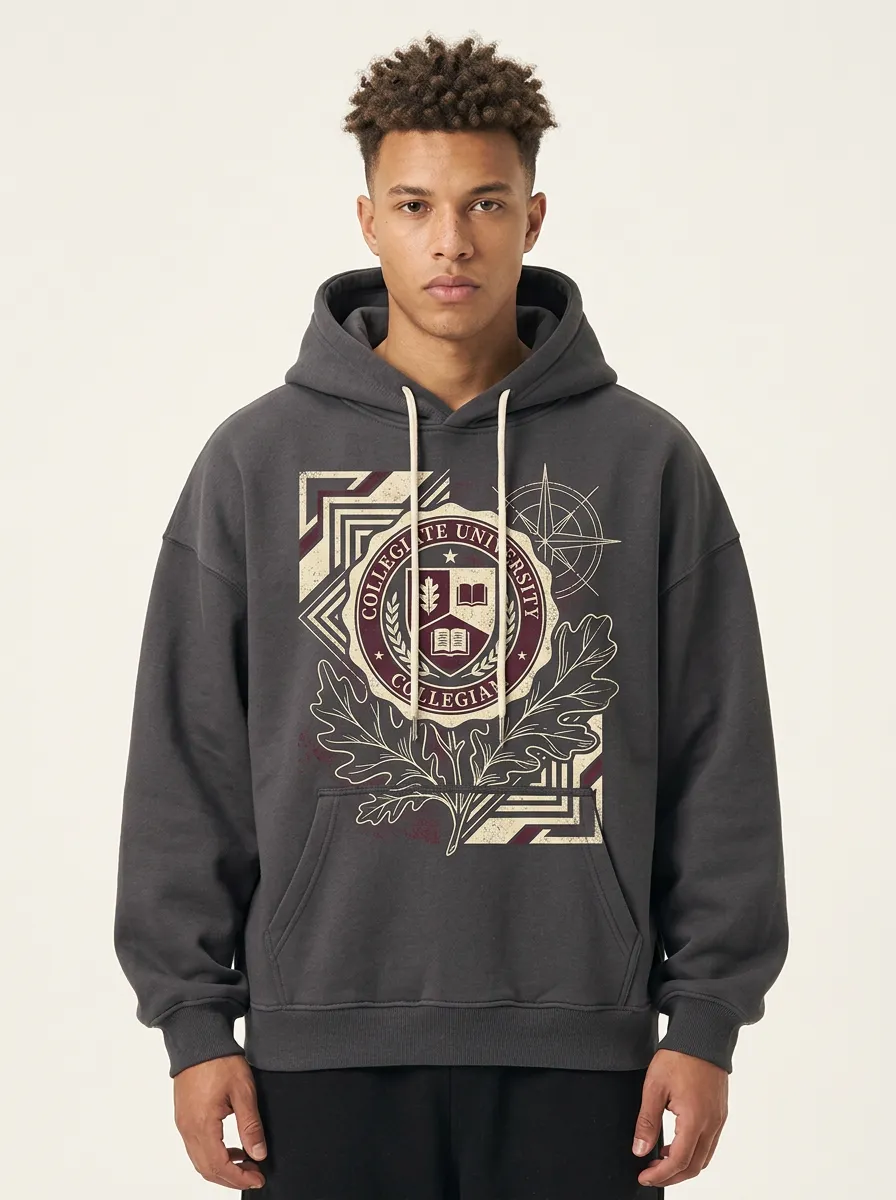 Unisex Collegiate University Oak Leaf Emblem Hoodie