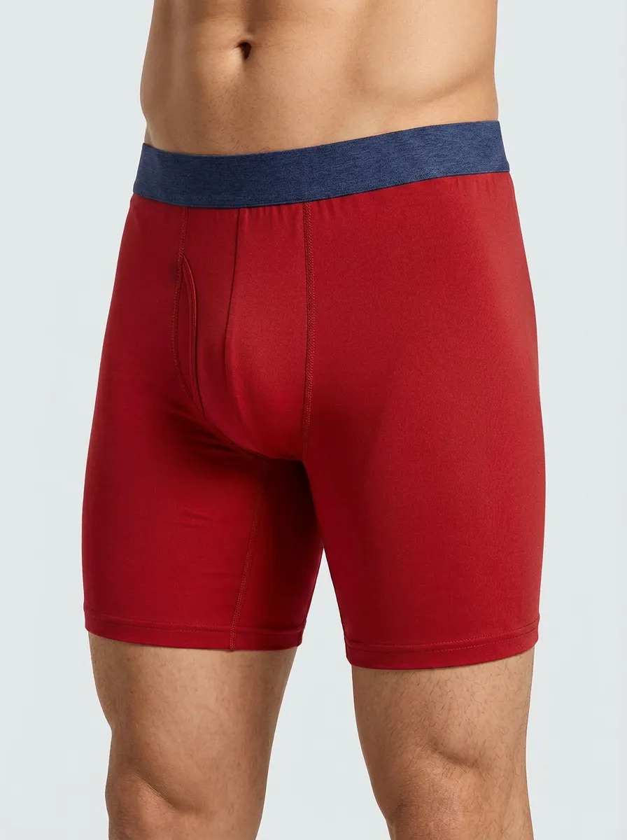 Men's Solid Grey Blue Waistband Printed Boxer Briefs