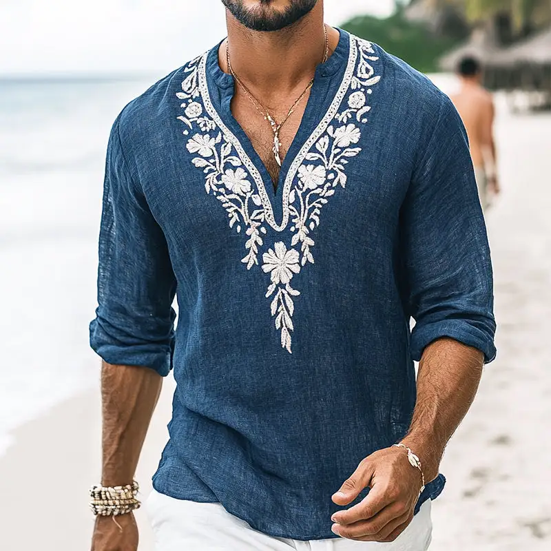 Embroidered Button Buttoned Shirt