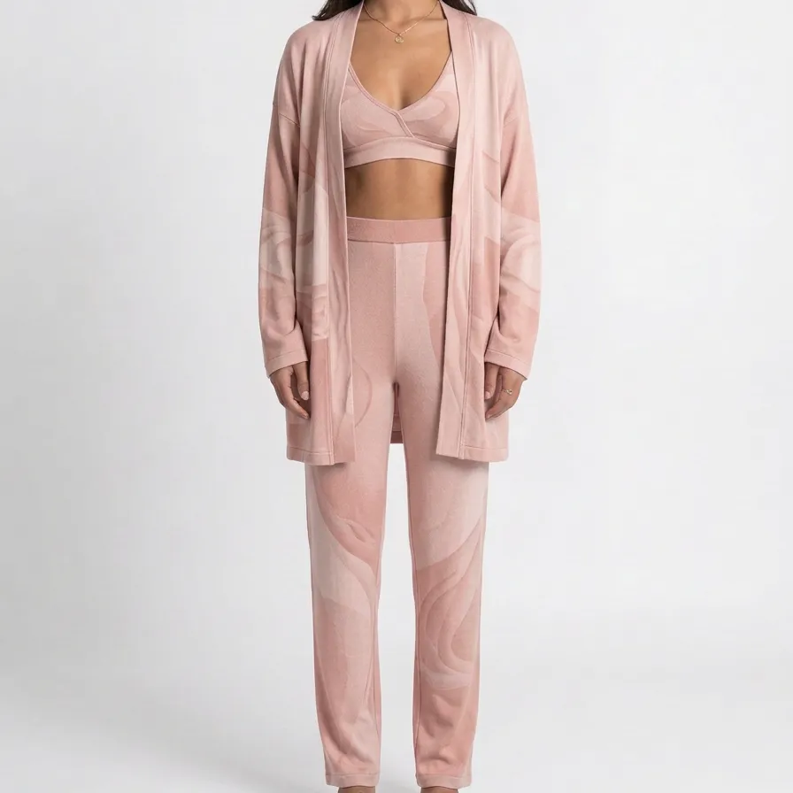 Swirl Open Front Cardigan Lounge Set