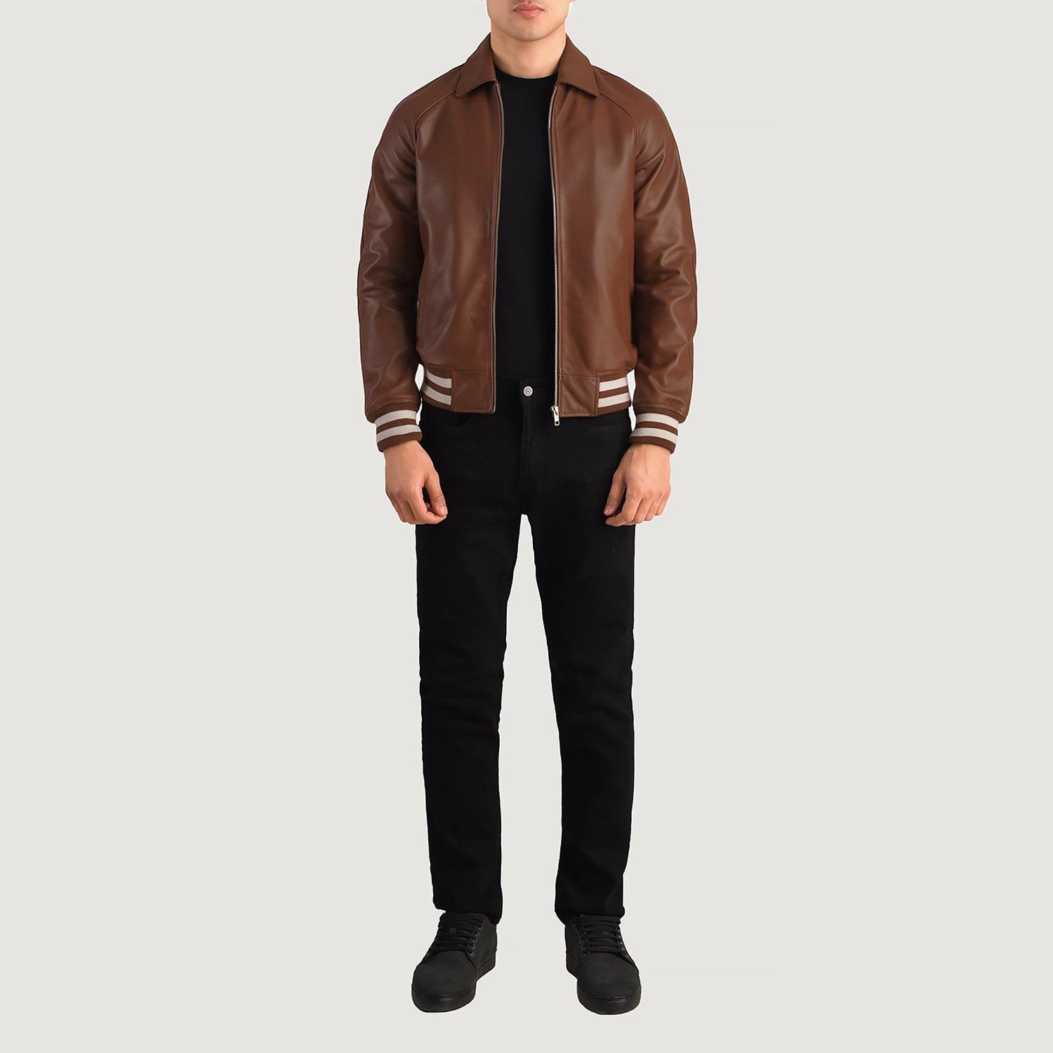 Men's Modern Leather Varsity Jacket
